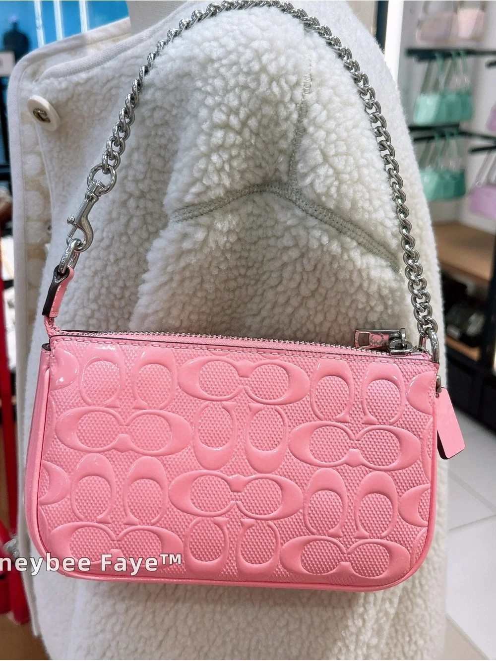 NWT Coach Nolita 19 In Signature Leather With Heart Charm CCZ27 Silver Pink